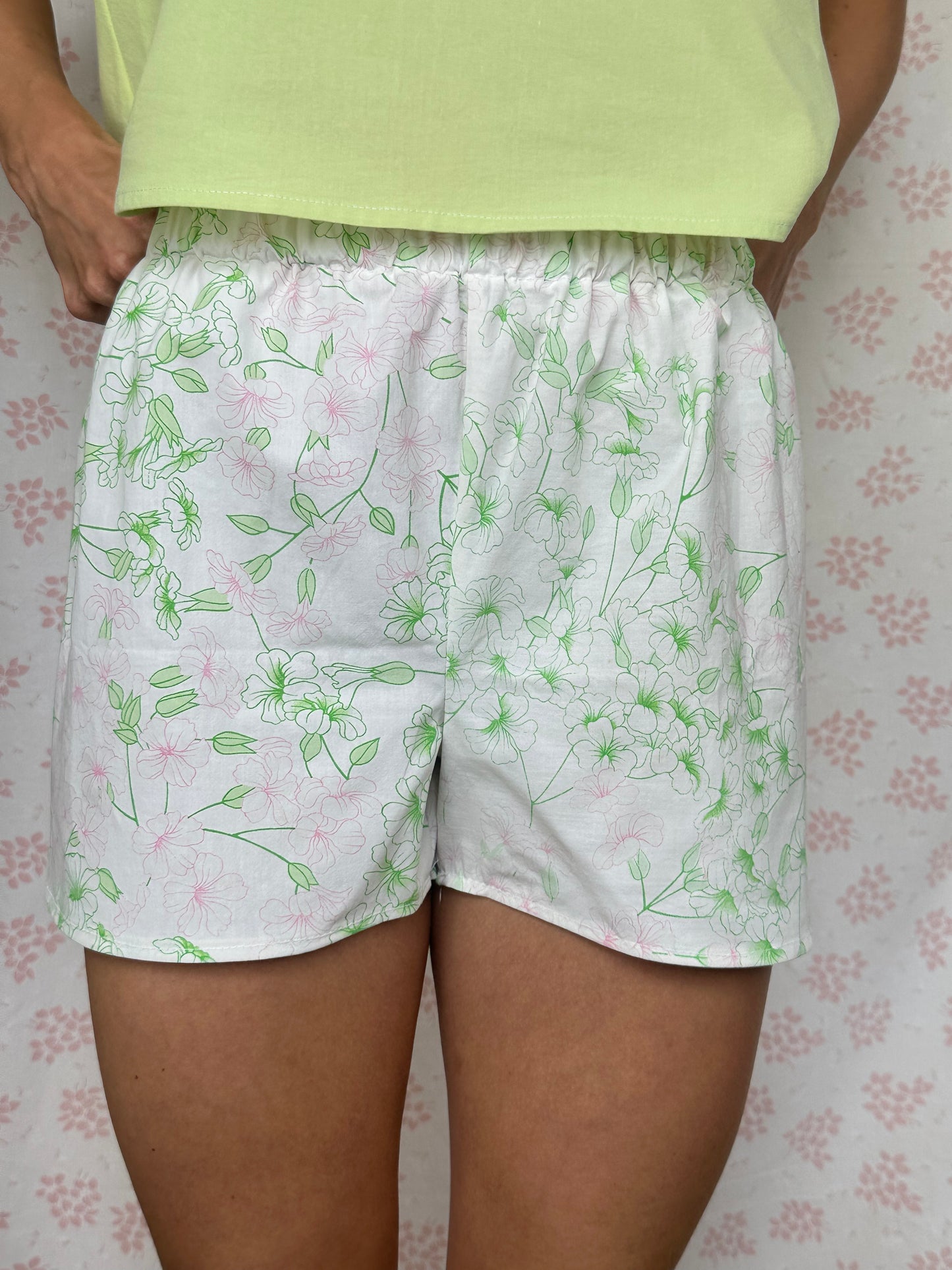 Short Fleurs Vert