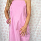 Robe Bretelle Uni Rose