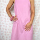 Robe Bretelle Uni Rose