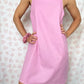 Robe Bretelle Uni Rose