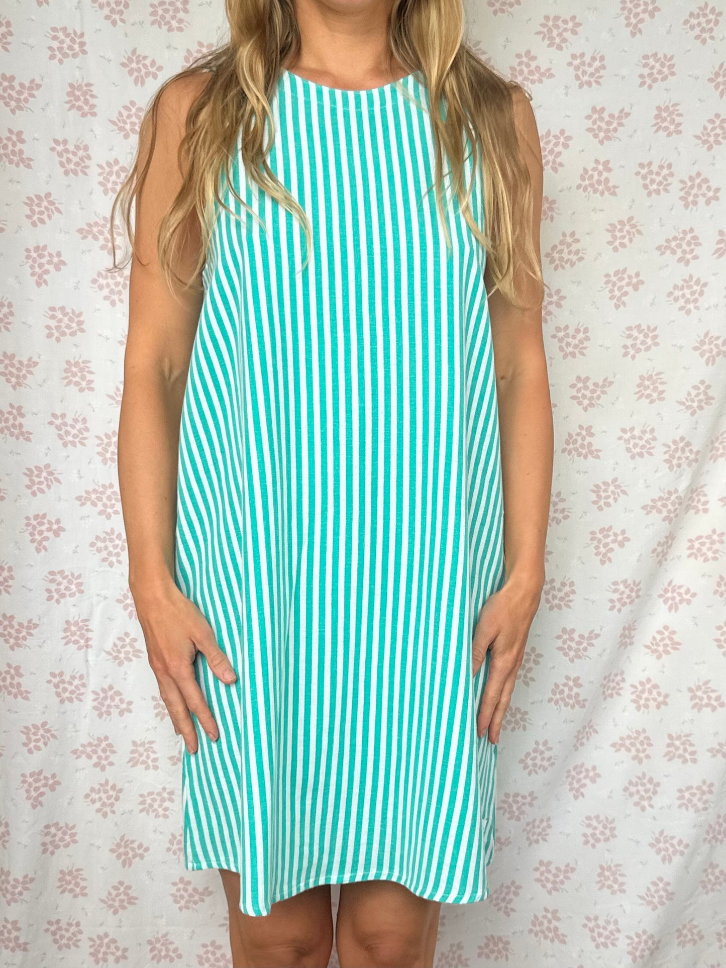 Robe Col Rayé Vert