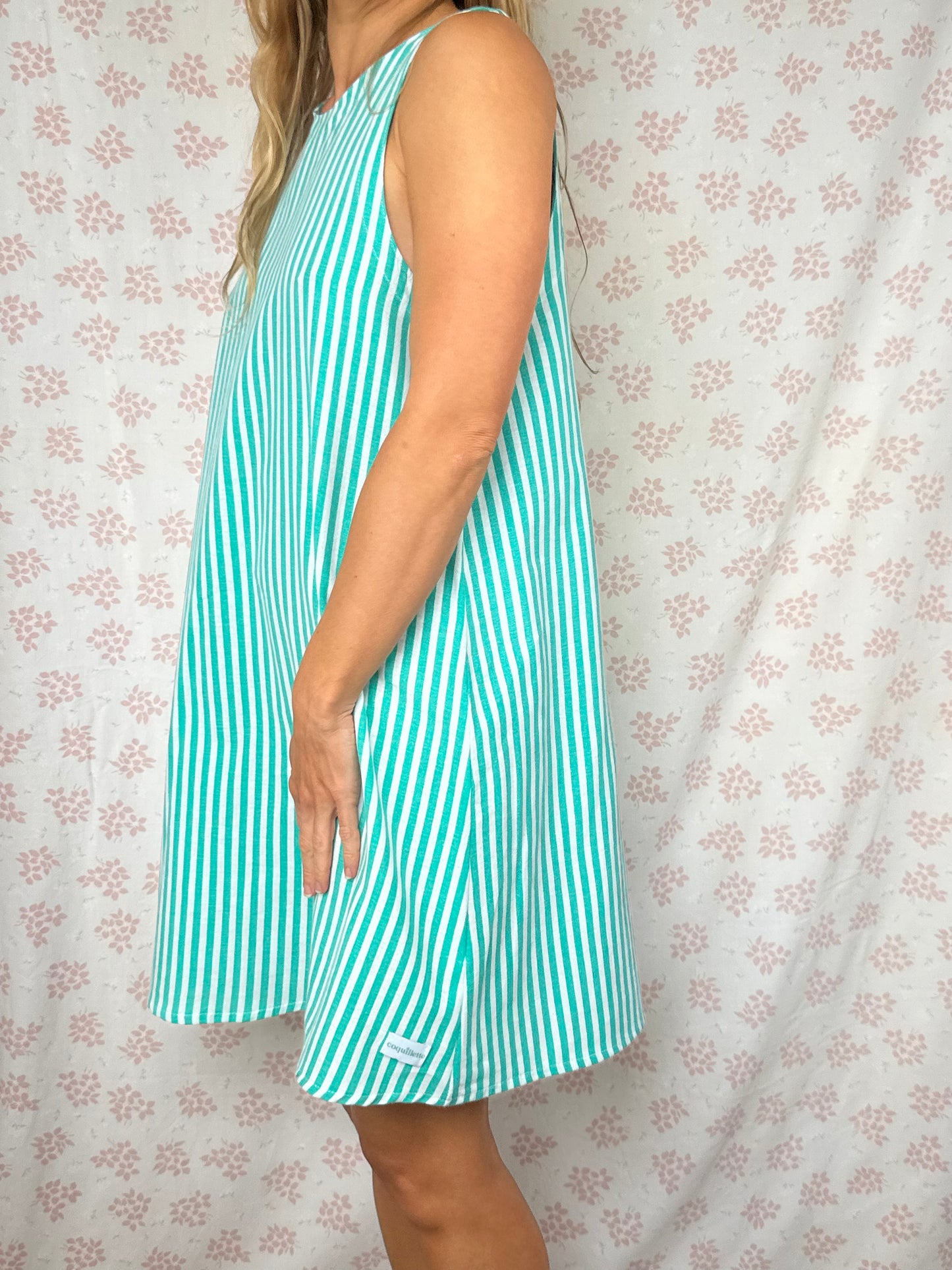 Robe Col Rayé Vert
