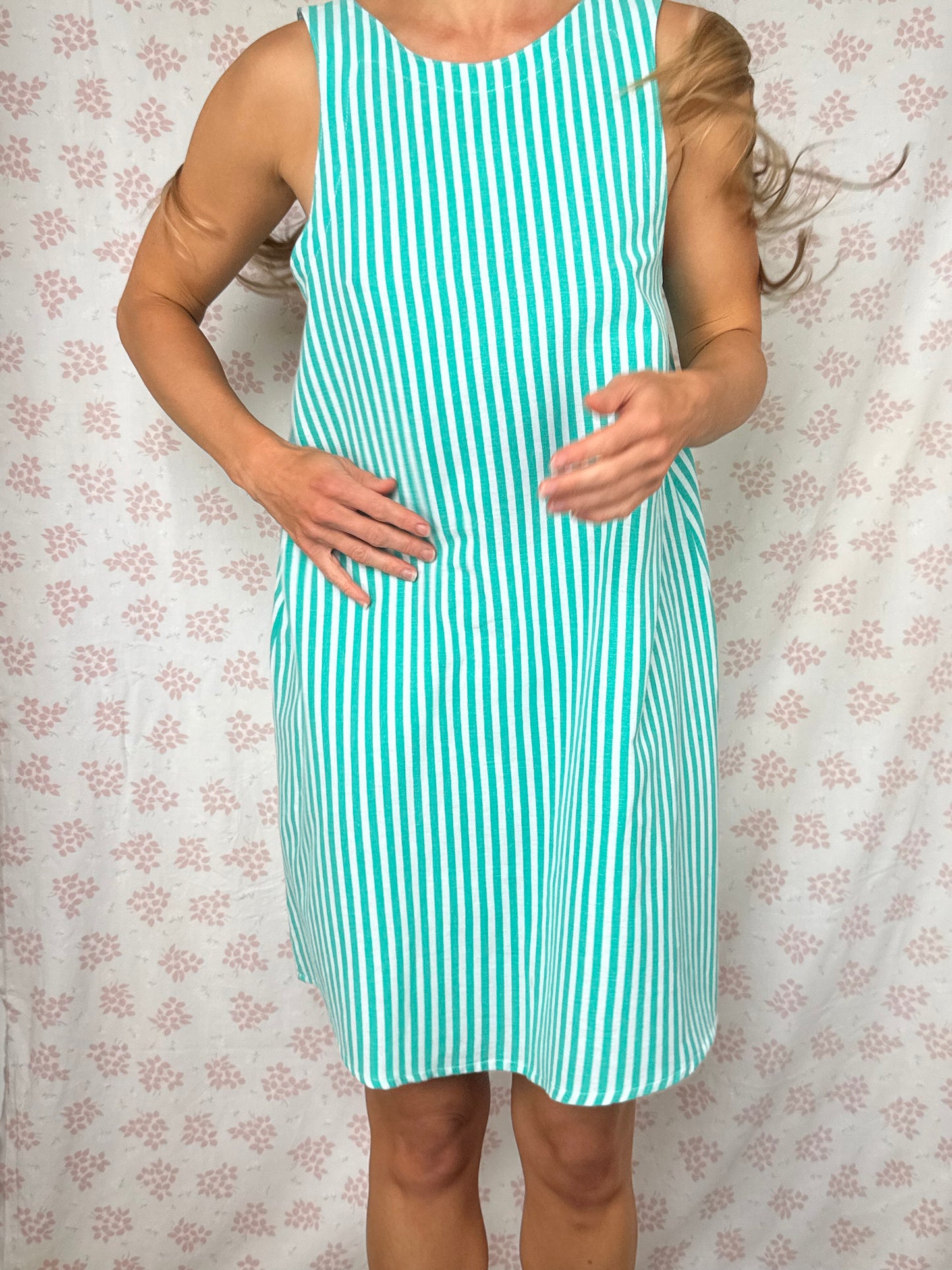 Robe Col Rayé Vert