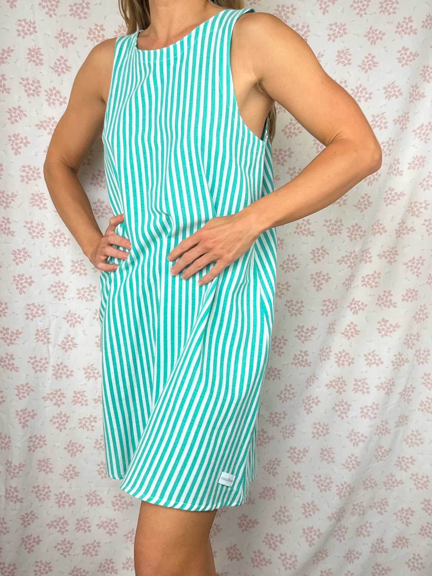 Robe Col Rayé Vert