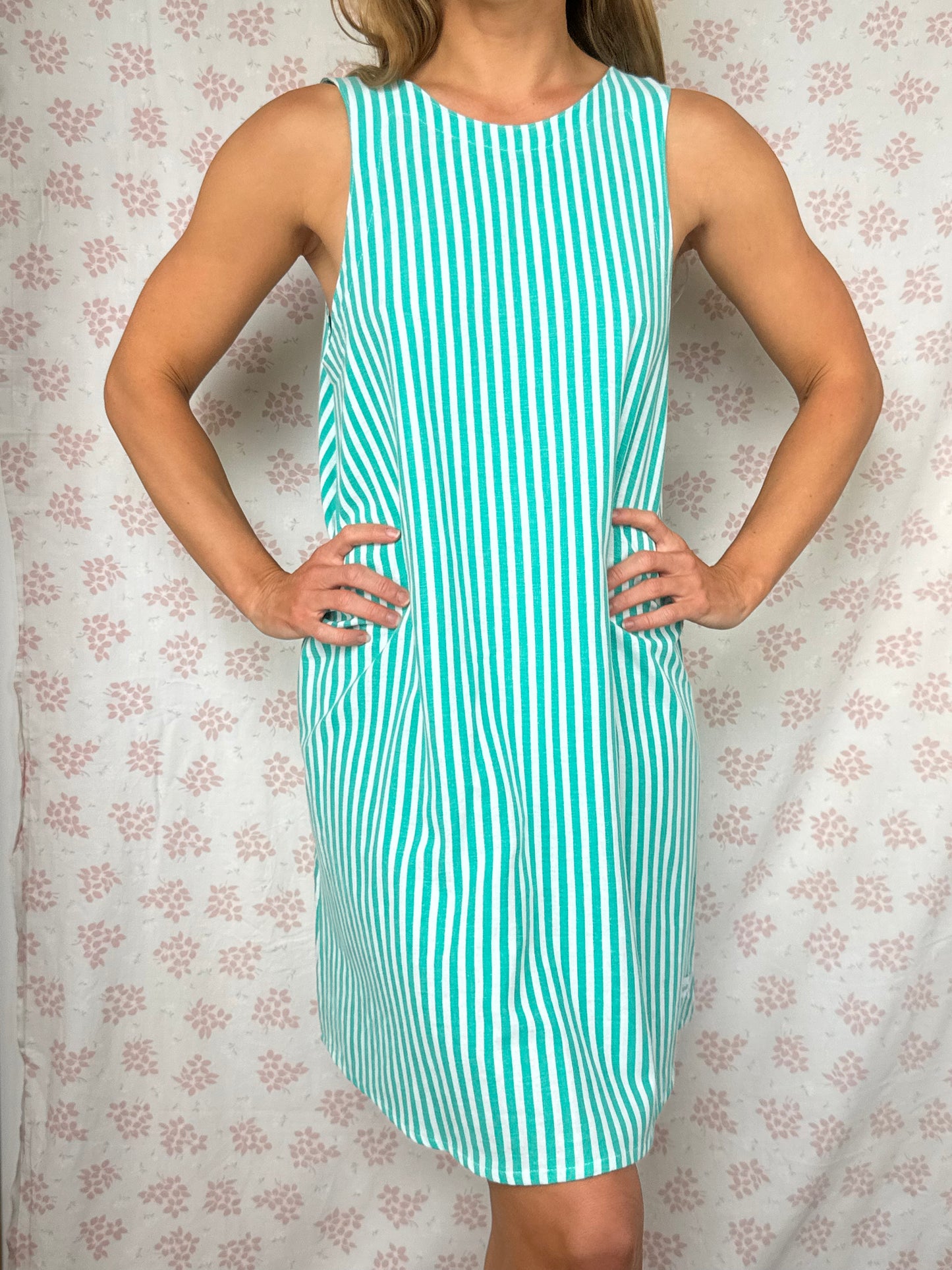 Robe Col Rayé Vert