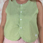 Haut Bouton Vichy Vert