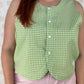 Haut Bouton Vichy Vert