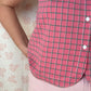 Haut Bouton Rose Carreaux