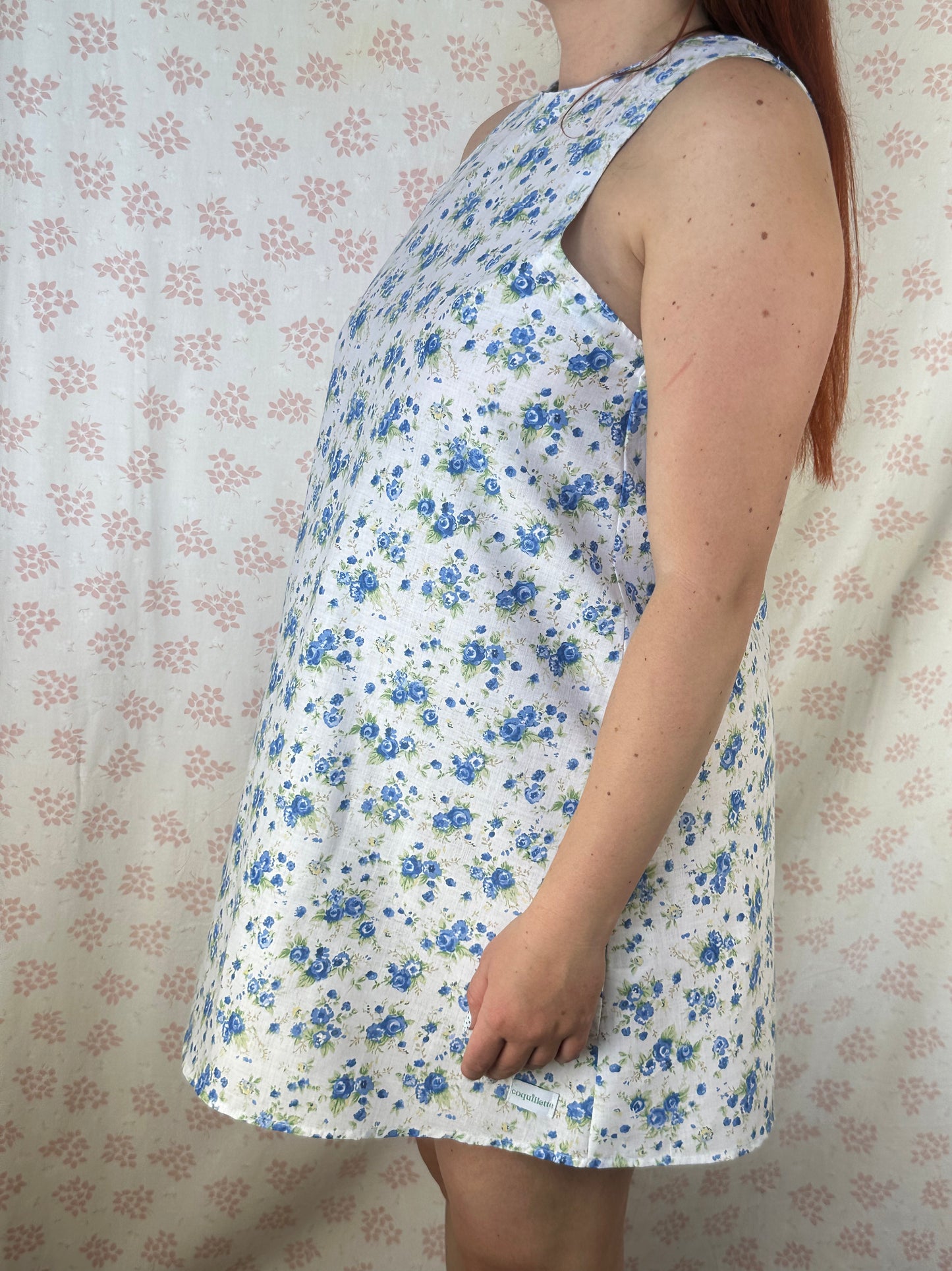 Robe Col Fleurs Bleu