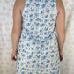 Robe Col Fleurs Bleu