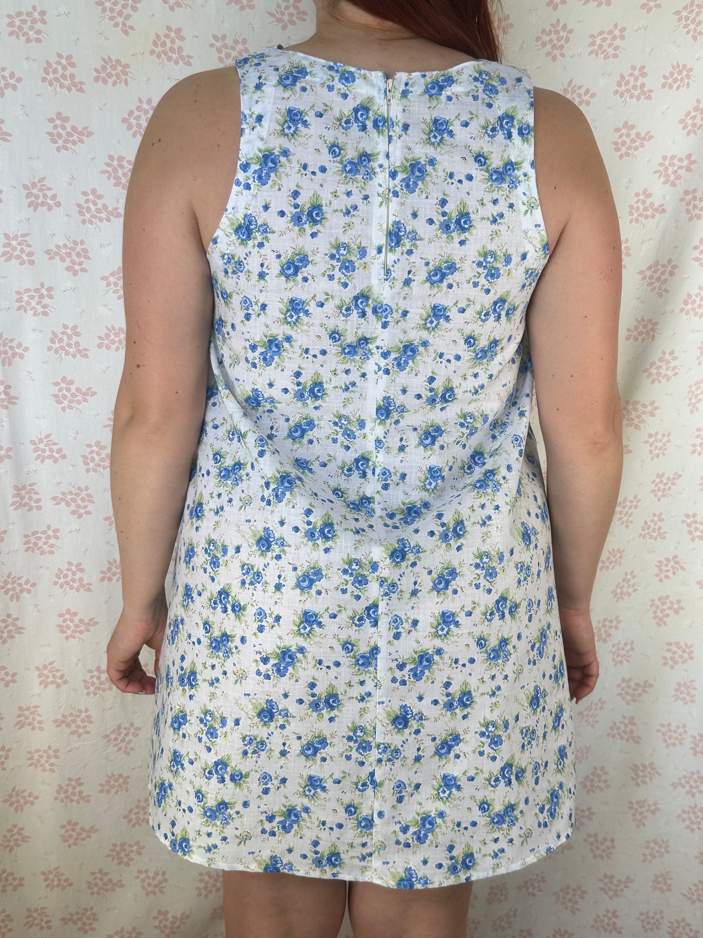 Robe Col Fleurs Bleu