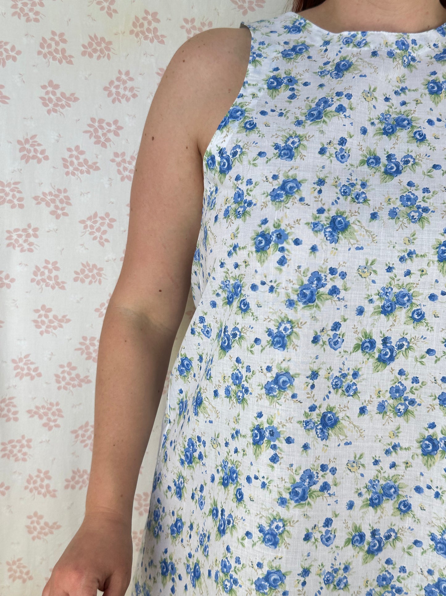 Robe Col Fleurs Bleu