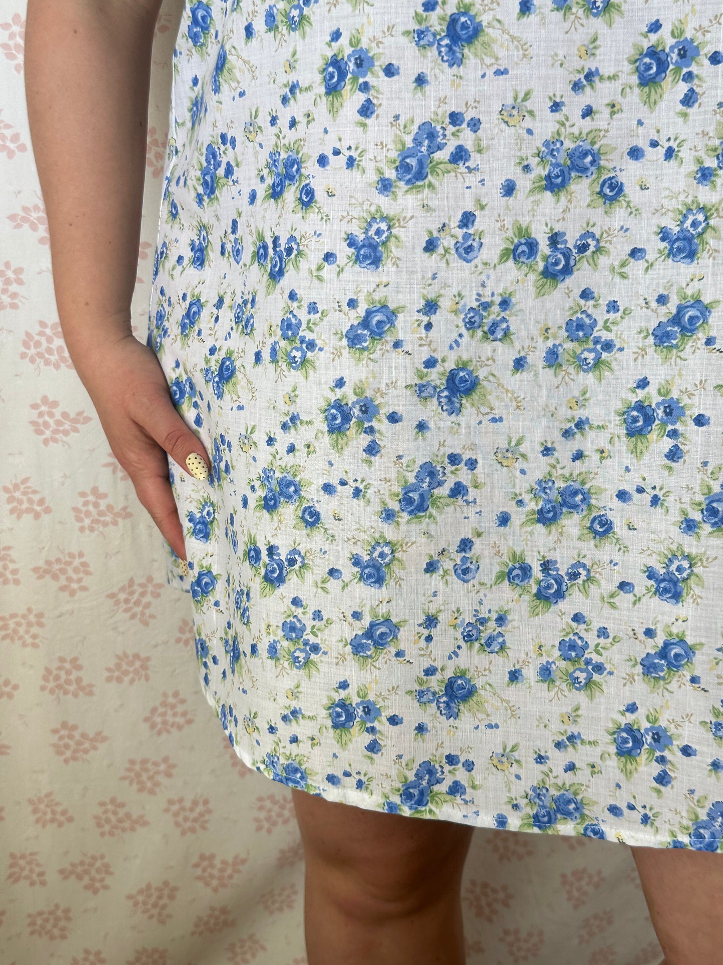 Robe Col Fleurs Bleu