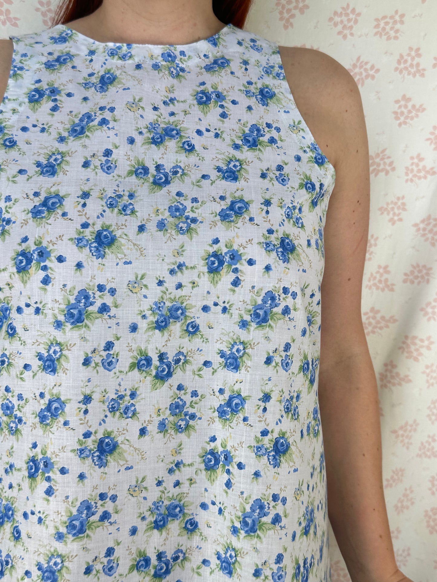 Robe Col Fleurs Bleu