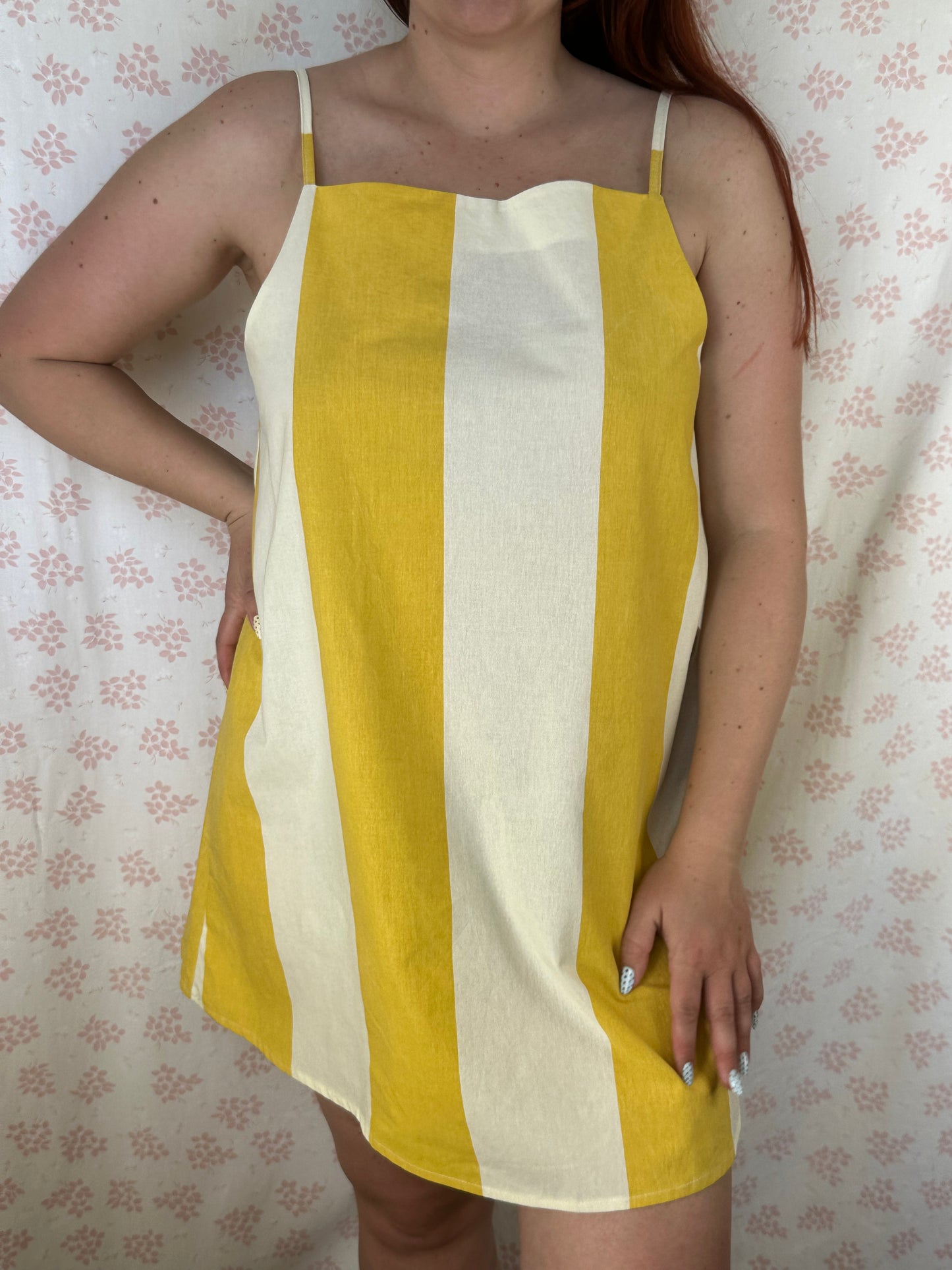Robe Bretelle Rayé Jaune