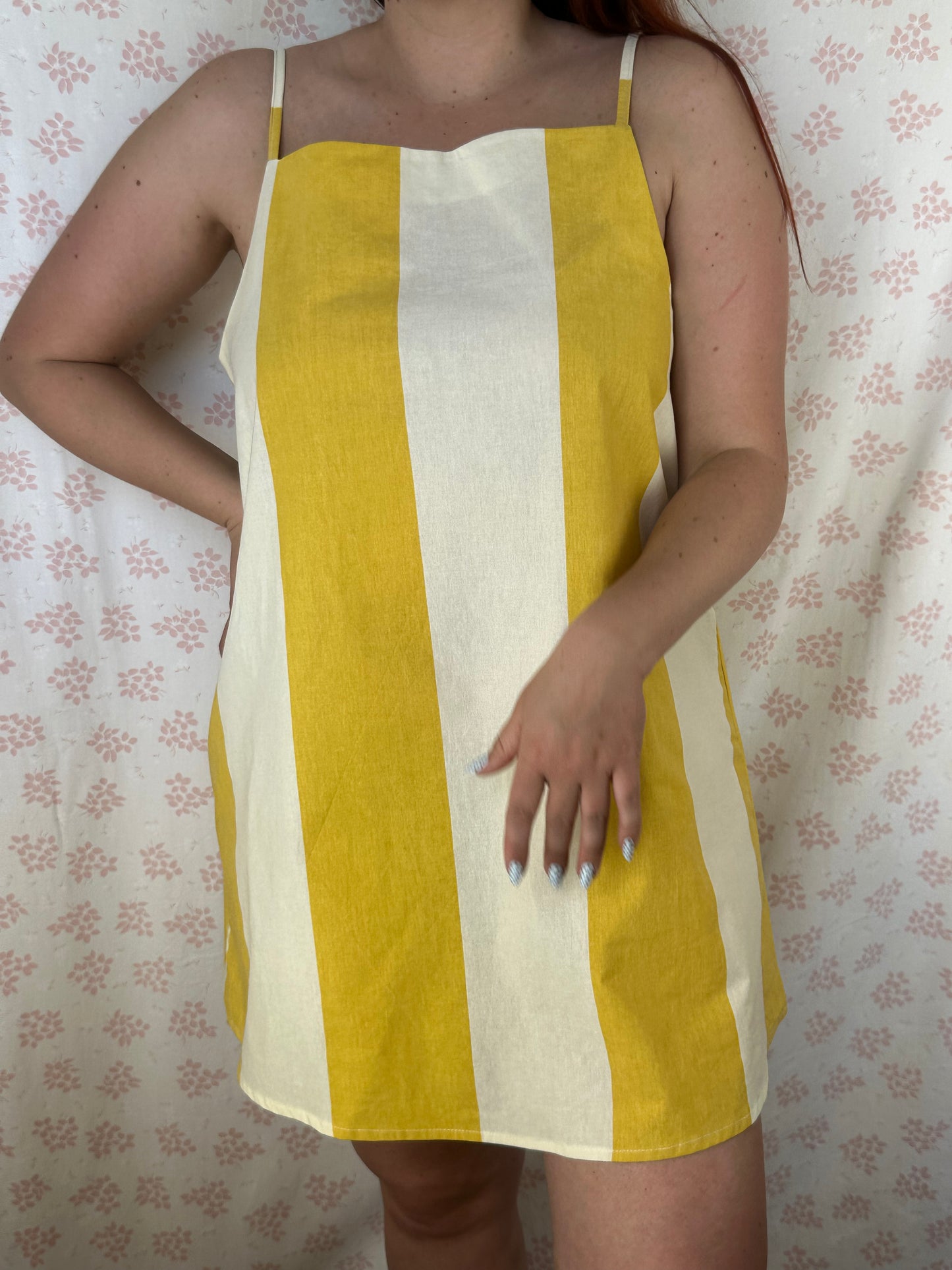 Robe Bretelle Rayé Jaune
