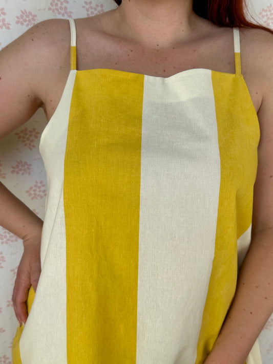 Robe Bretelle Rayé Jaune