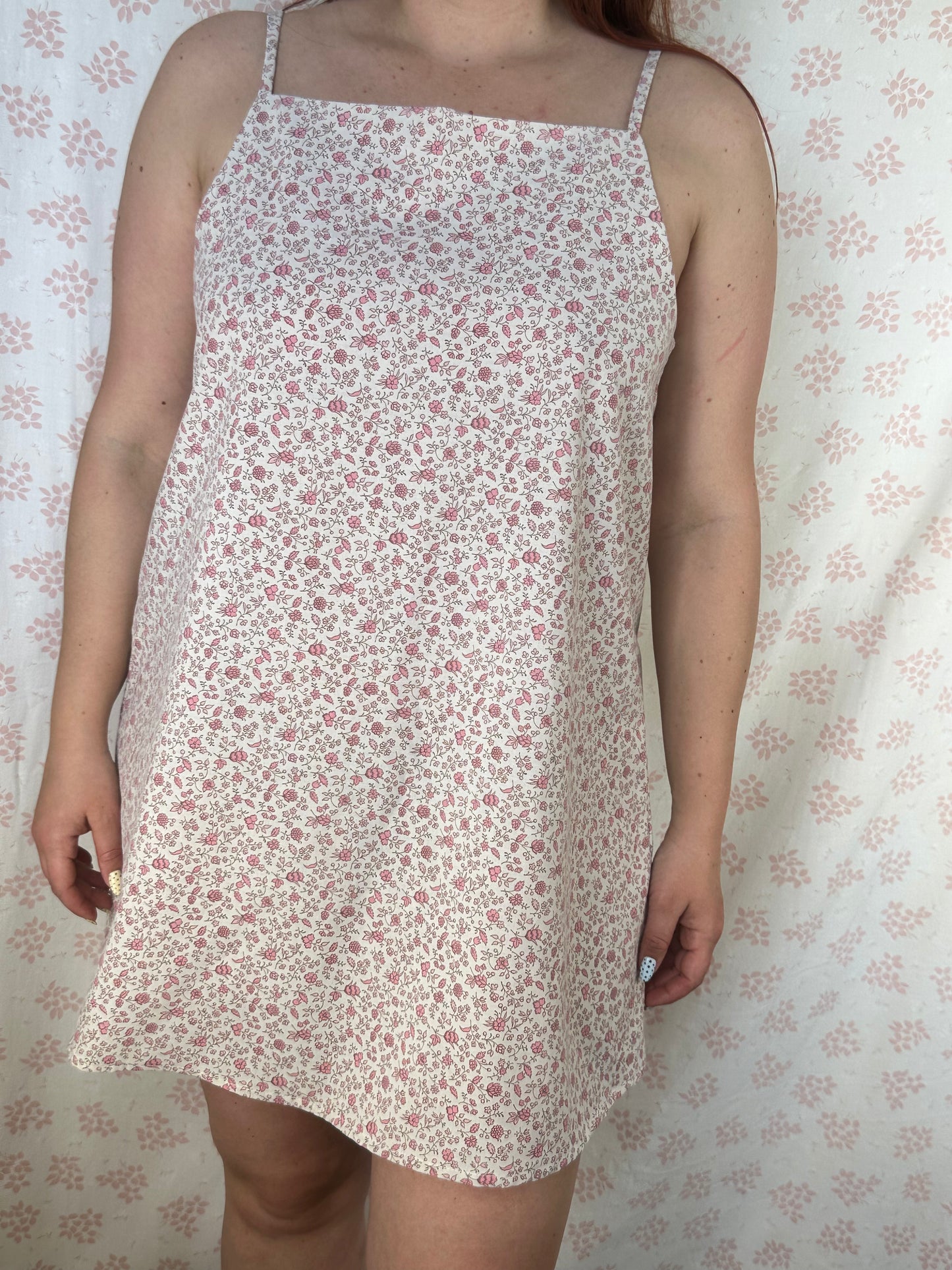 Robe Bretelle Fleurs Rose