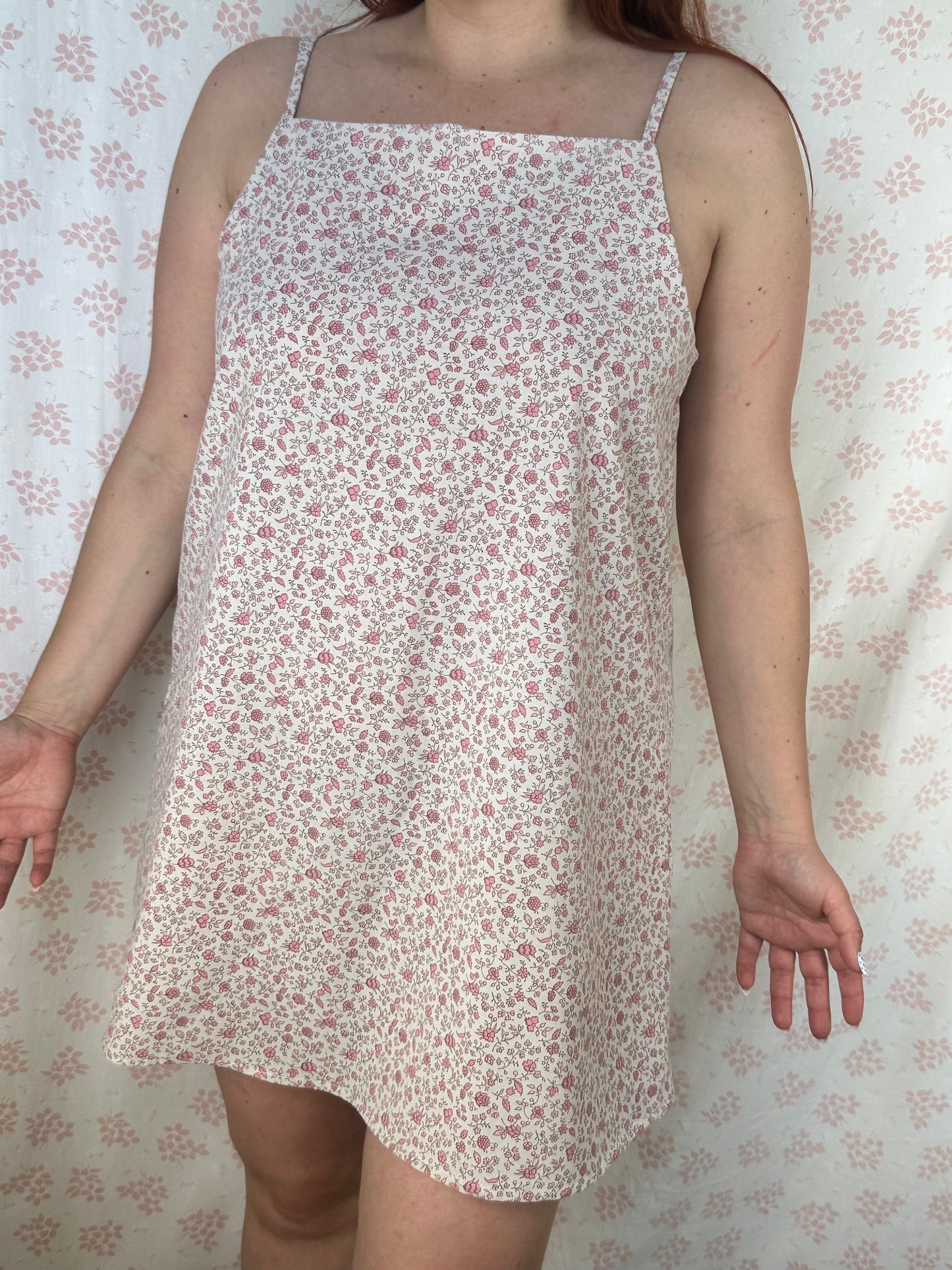 Robe Bretelle Fleurs Rose