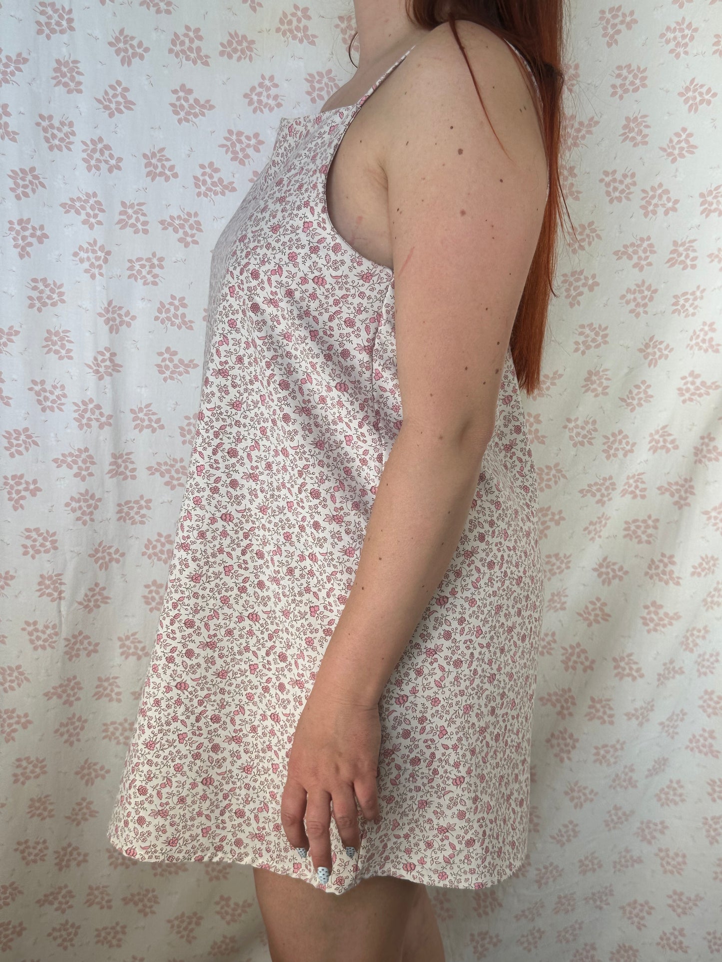 Robe Bretelle Fleurs Rose