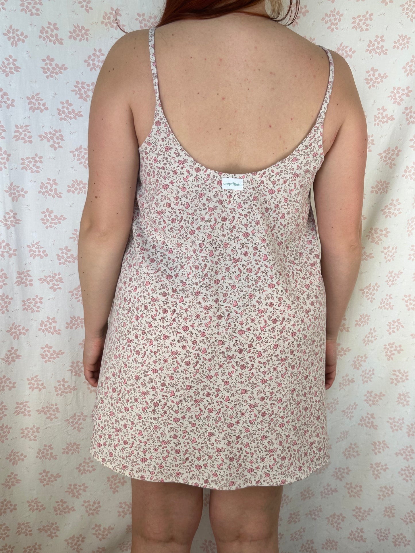 Robe Bretelle Fleurs Rose