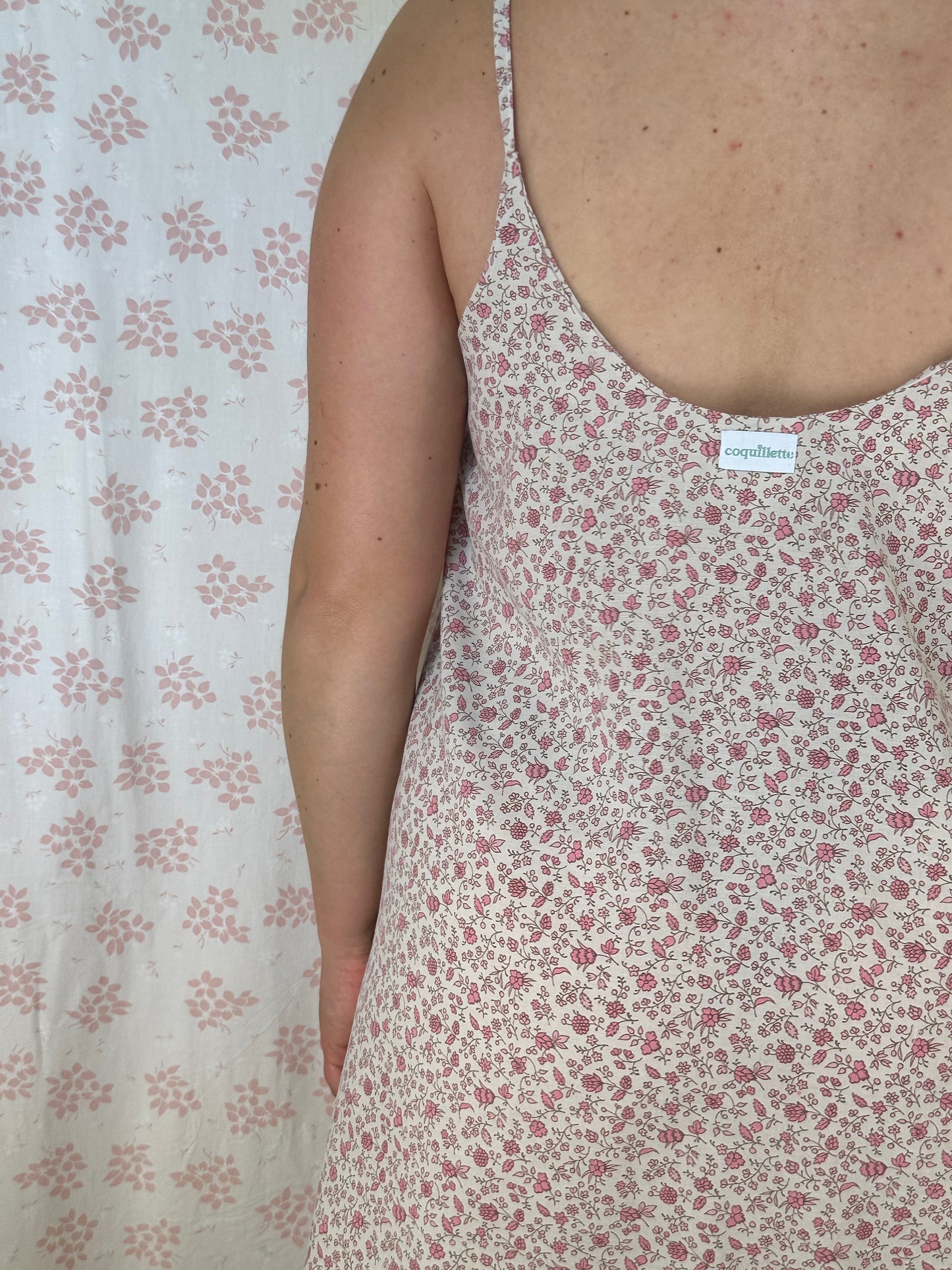 Robe Bretelle Fleurs Rose