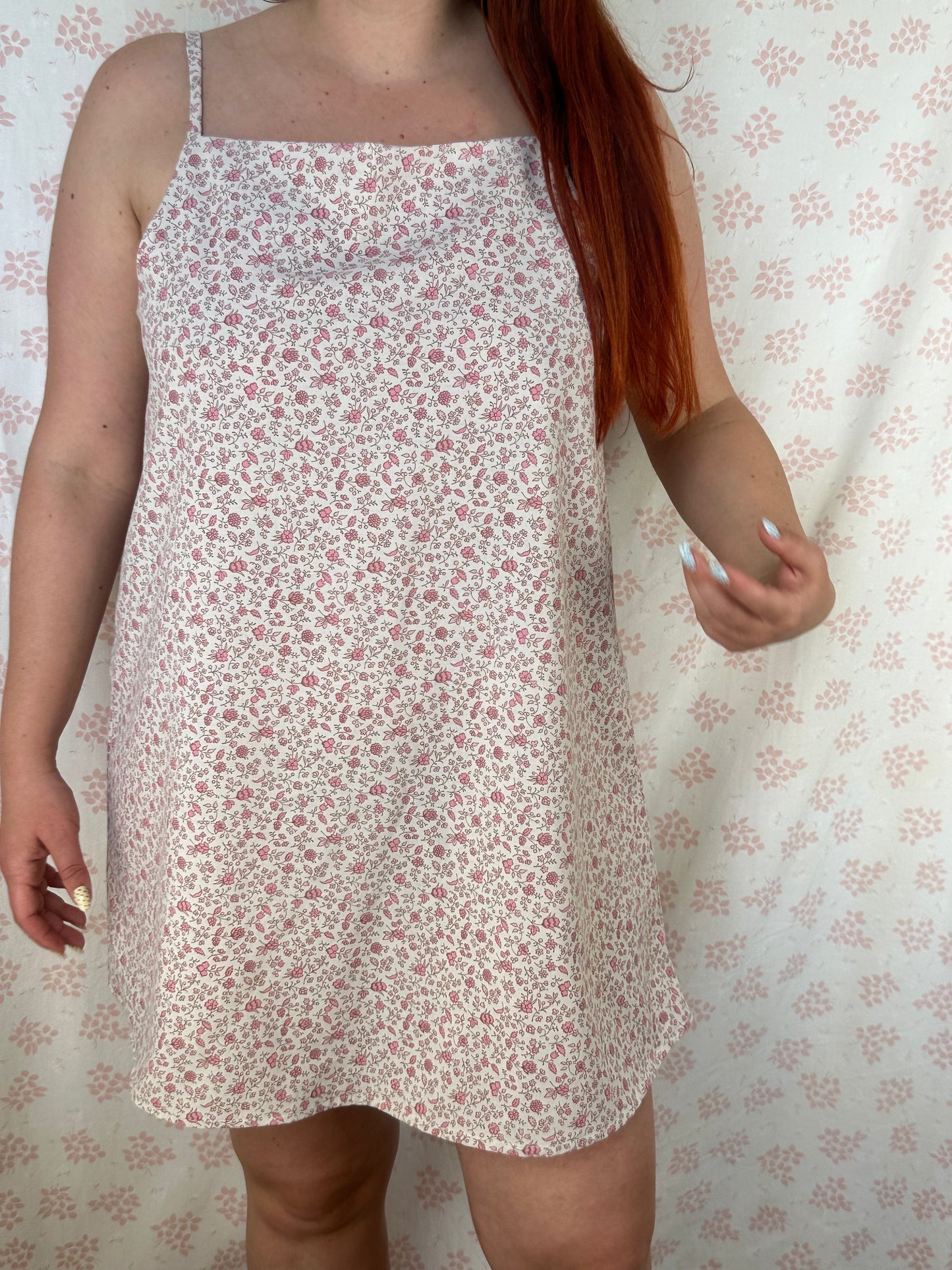 Robe Bretelle Fleurs Rose
