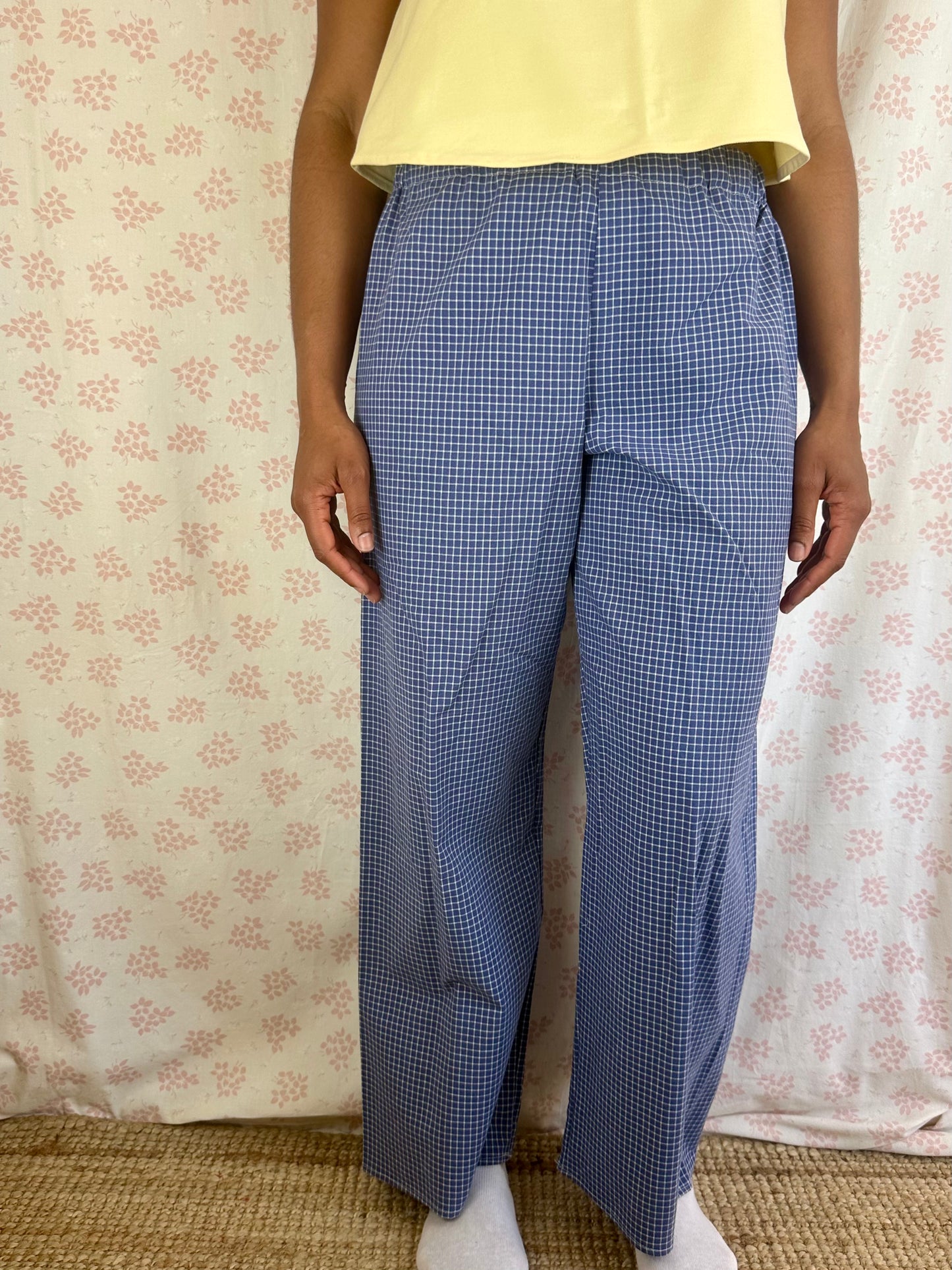 Pantalon Carreaux Bleu