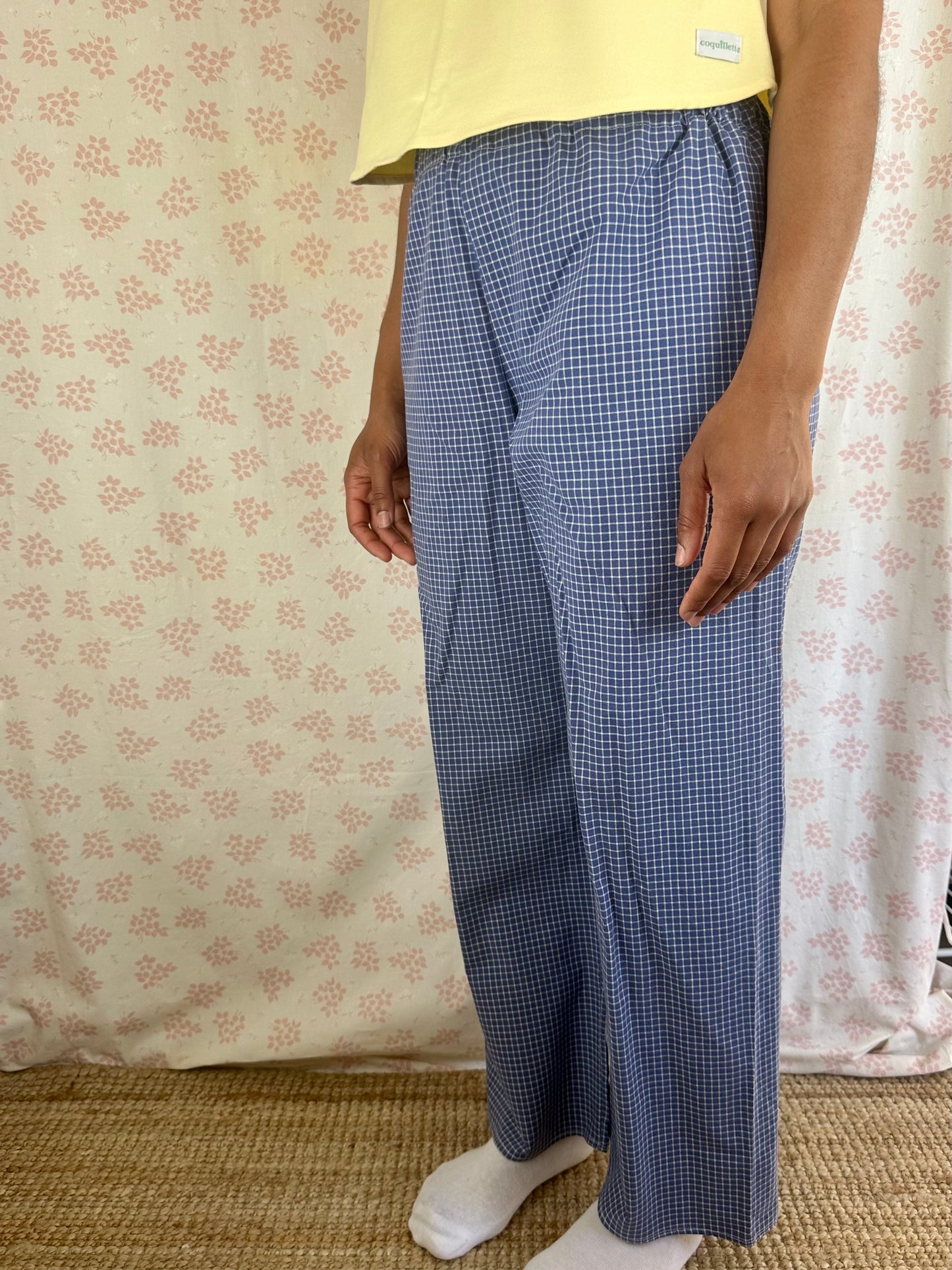 Pantalon Carreaux Bleu