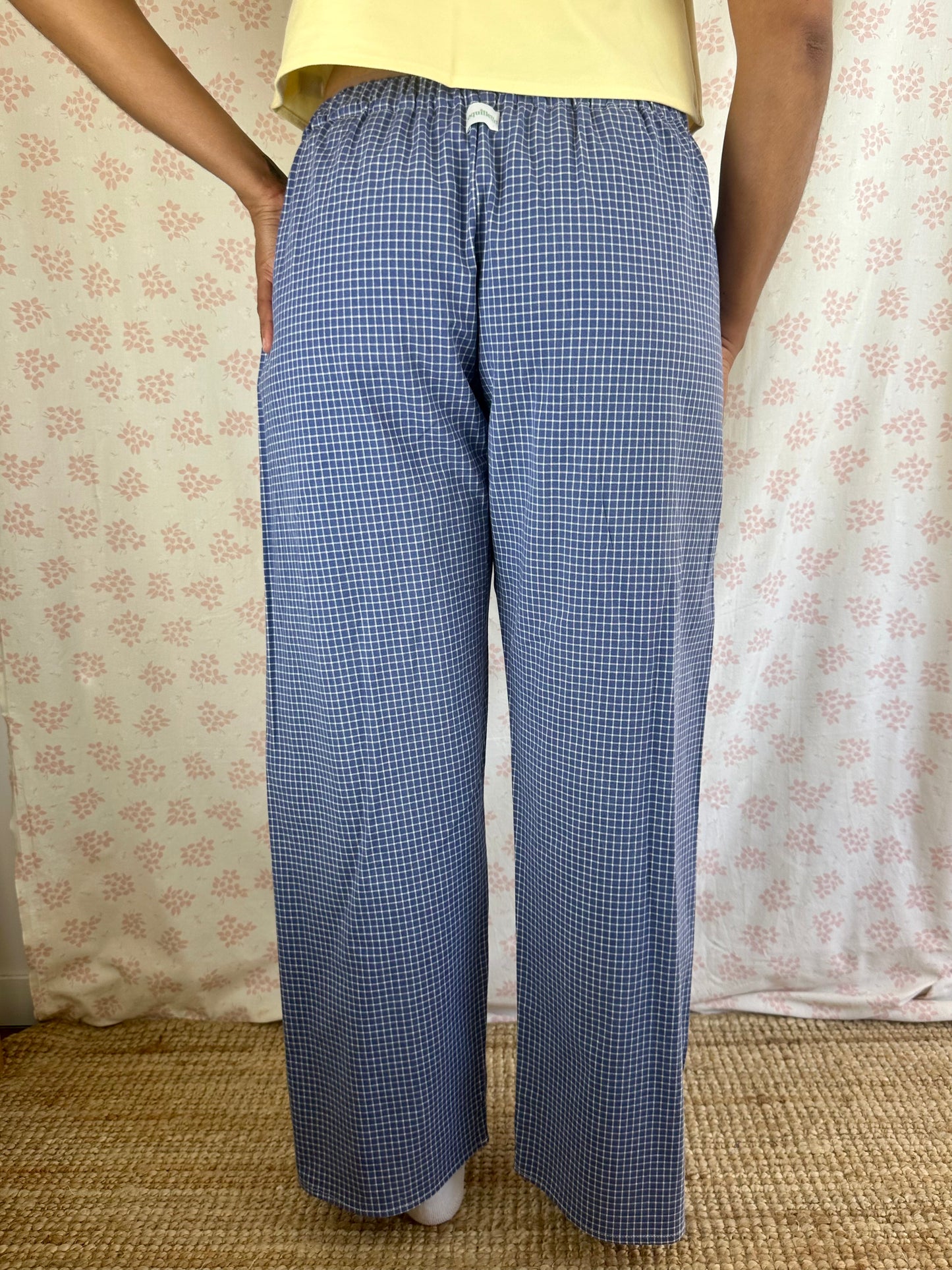 Pantalon Carreaux Bleu