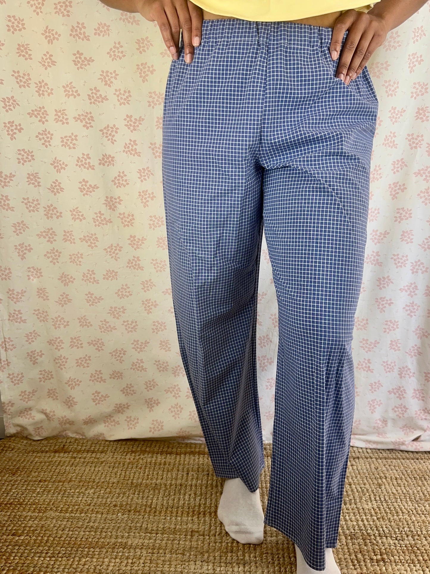 Pantalon Carreaux Bleu