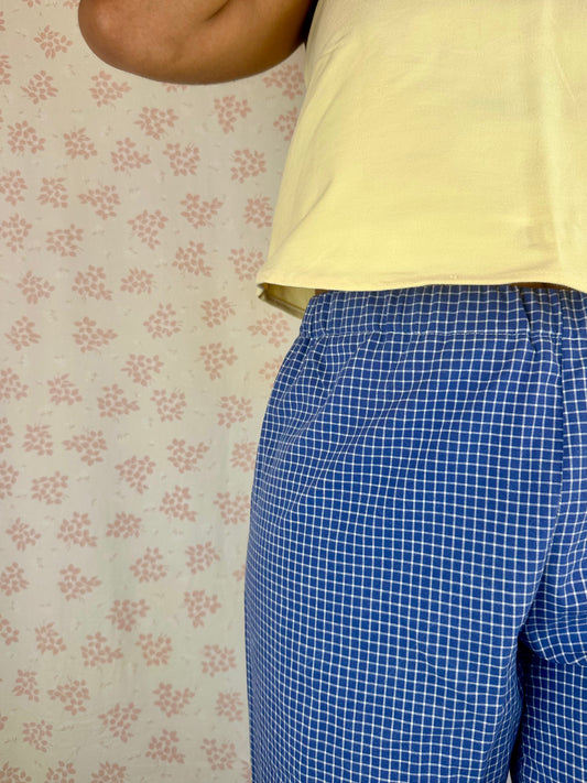Pantalon Carreaux Bleu
