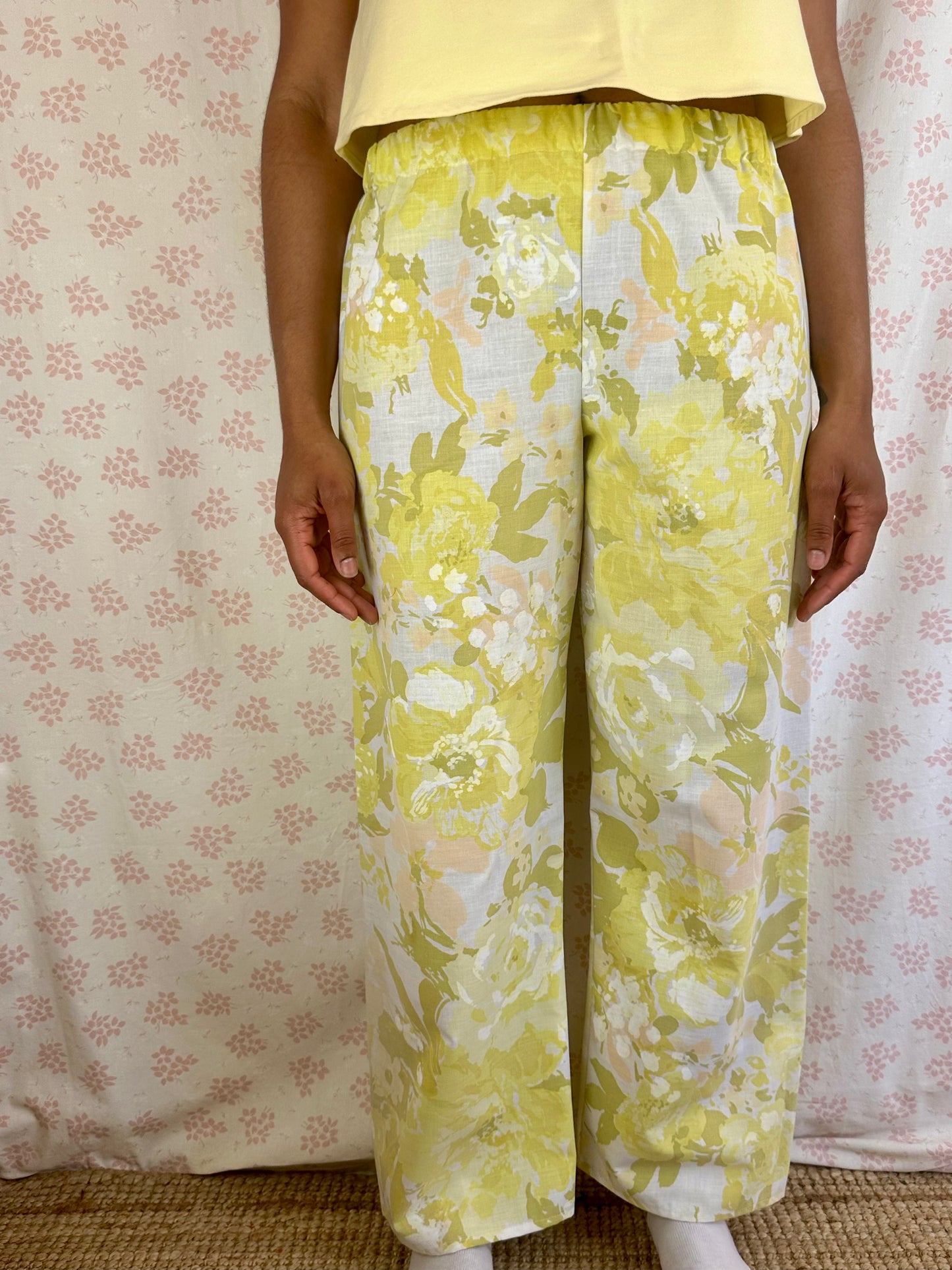 Pantalon Fleurs Jaune et Vert