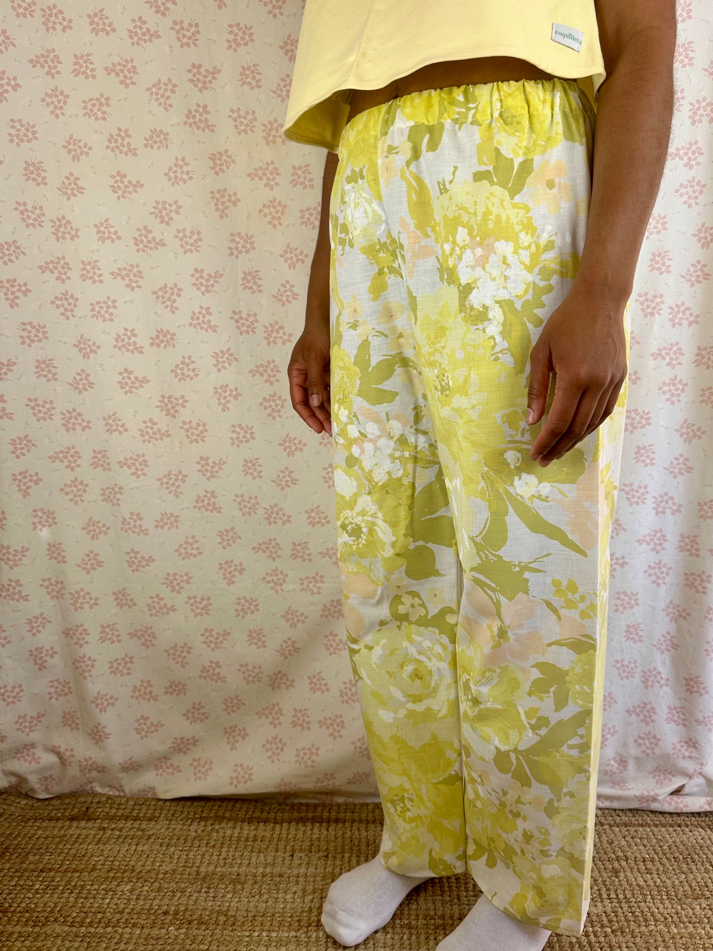 Pantalon Fleurs Jaune et Vert