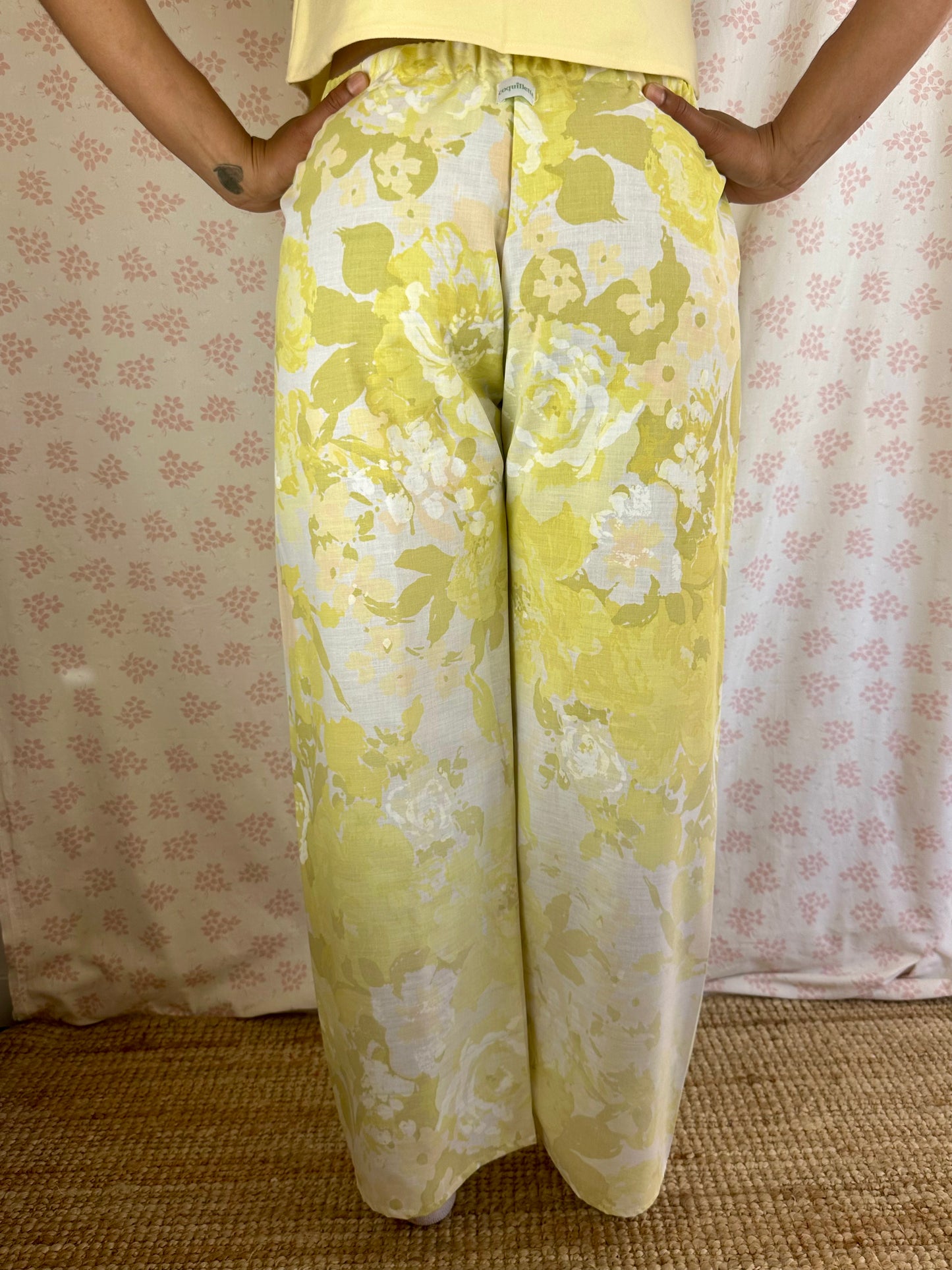 Pantalon Fleurs Jaune et Vert