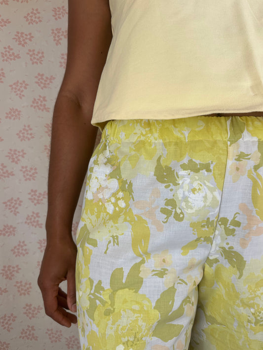 Pantalon Fleurs Jaune et Vert