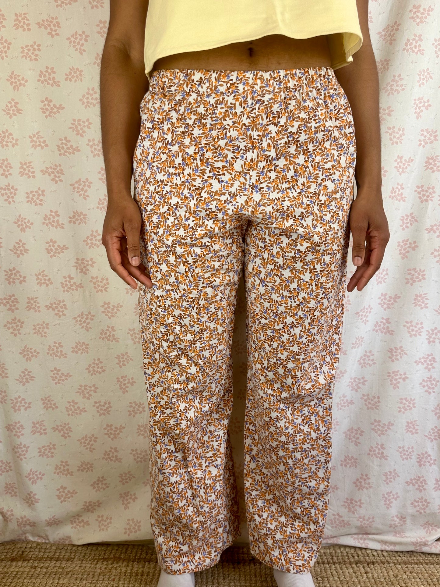 Pantalon Motifs Orange et Marron