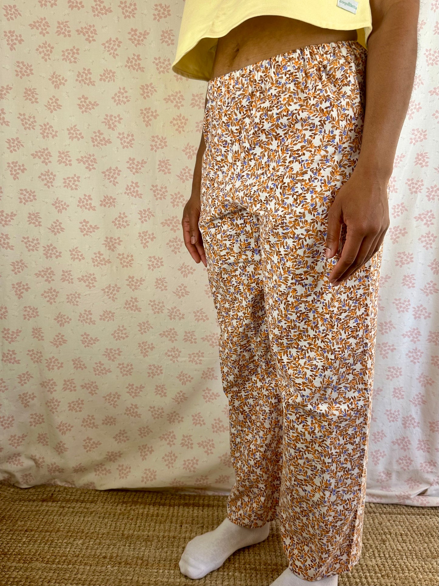 Pantalon Motifs Orange et Marron