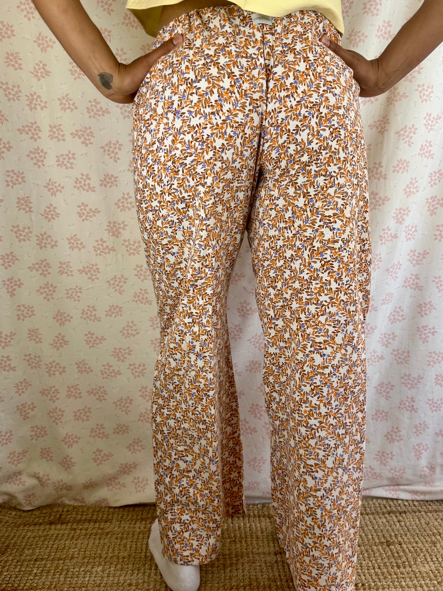 Pantalon Motifs Orange et Marron