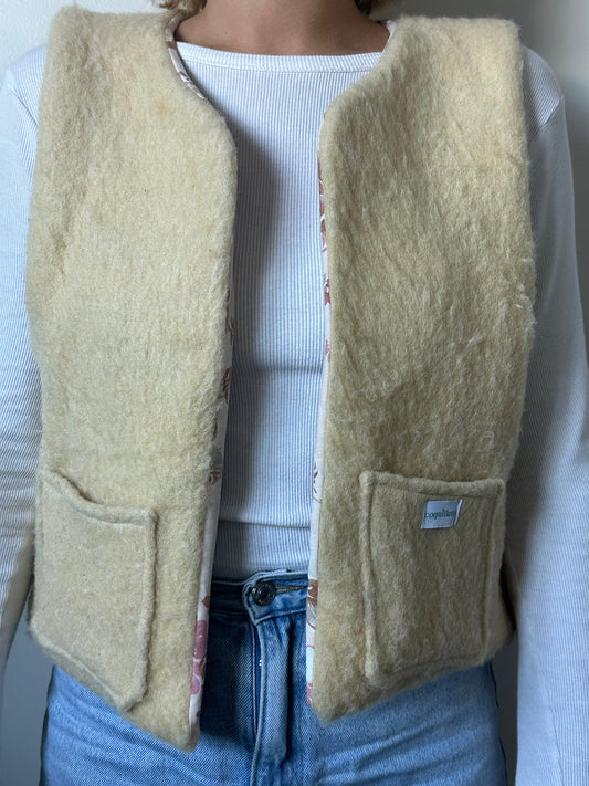 Gilet Beige Fleurs