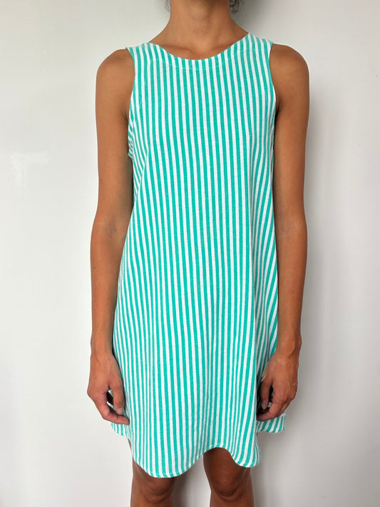 Robe Col Rayure Vert