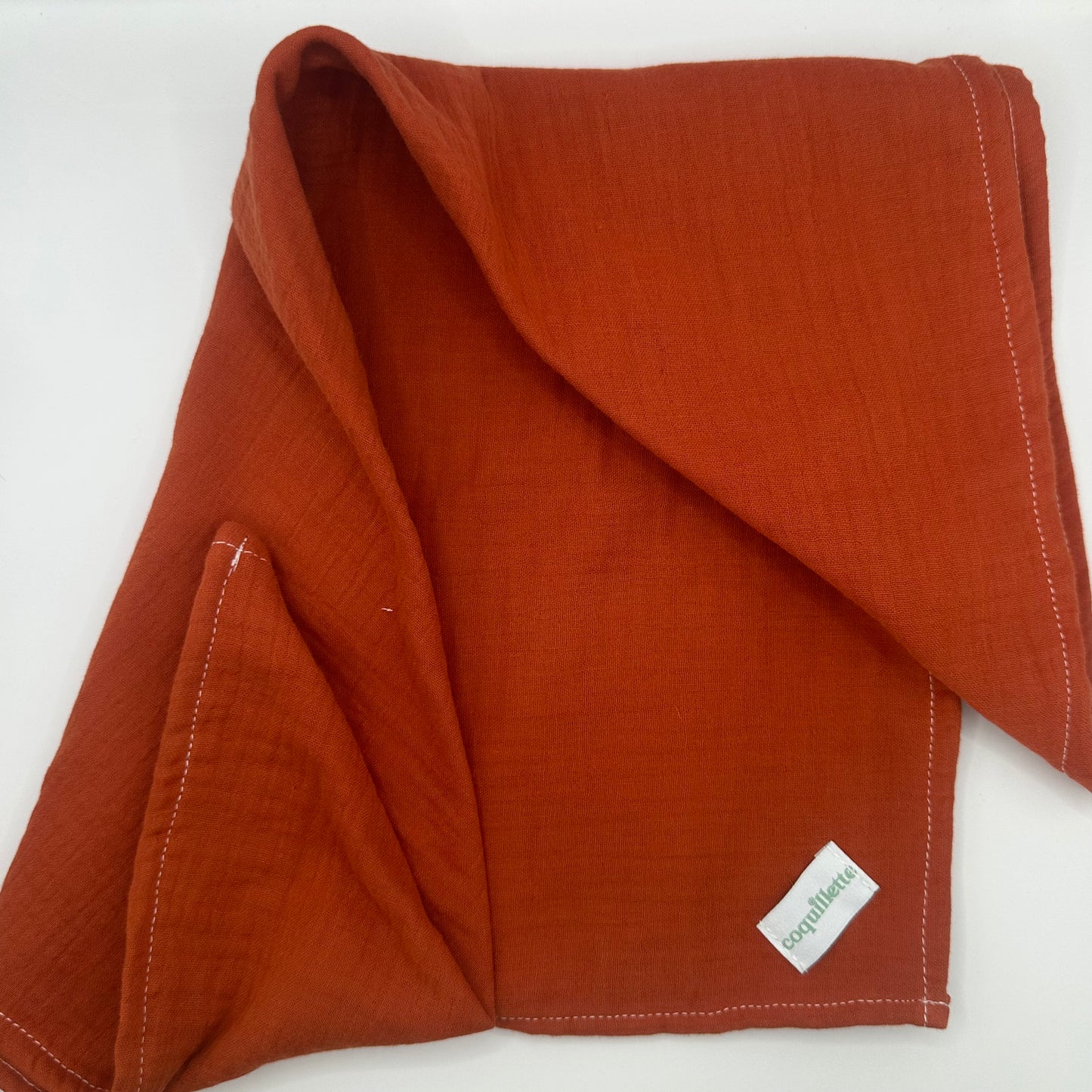 Grand Foulard Gaz de coton rouille