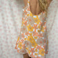 Robe Bretelle Fleurs Jaune Orange