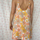 Robe Bretelle Fleurs Jaune Orange