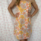 Robe Bretelle Fleurs Jaune Orange