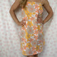 Robe Bretelle Fleurs Jaune Orange