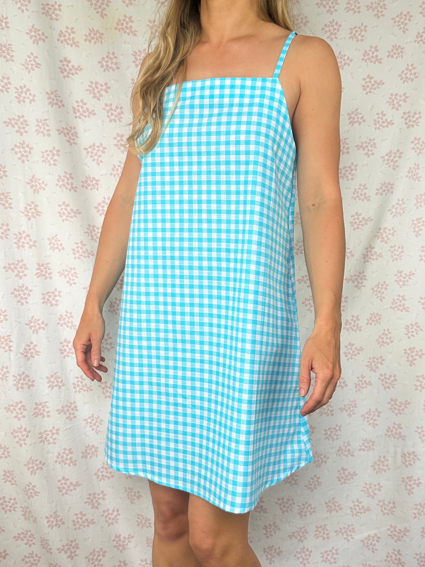 Robe Bretelle Vichy Turquoise