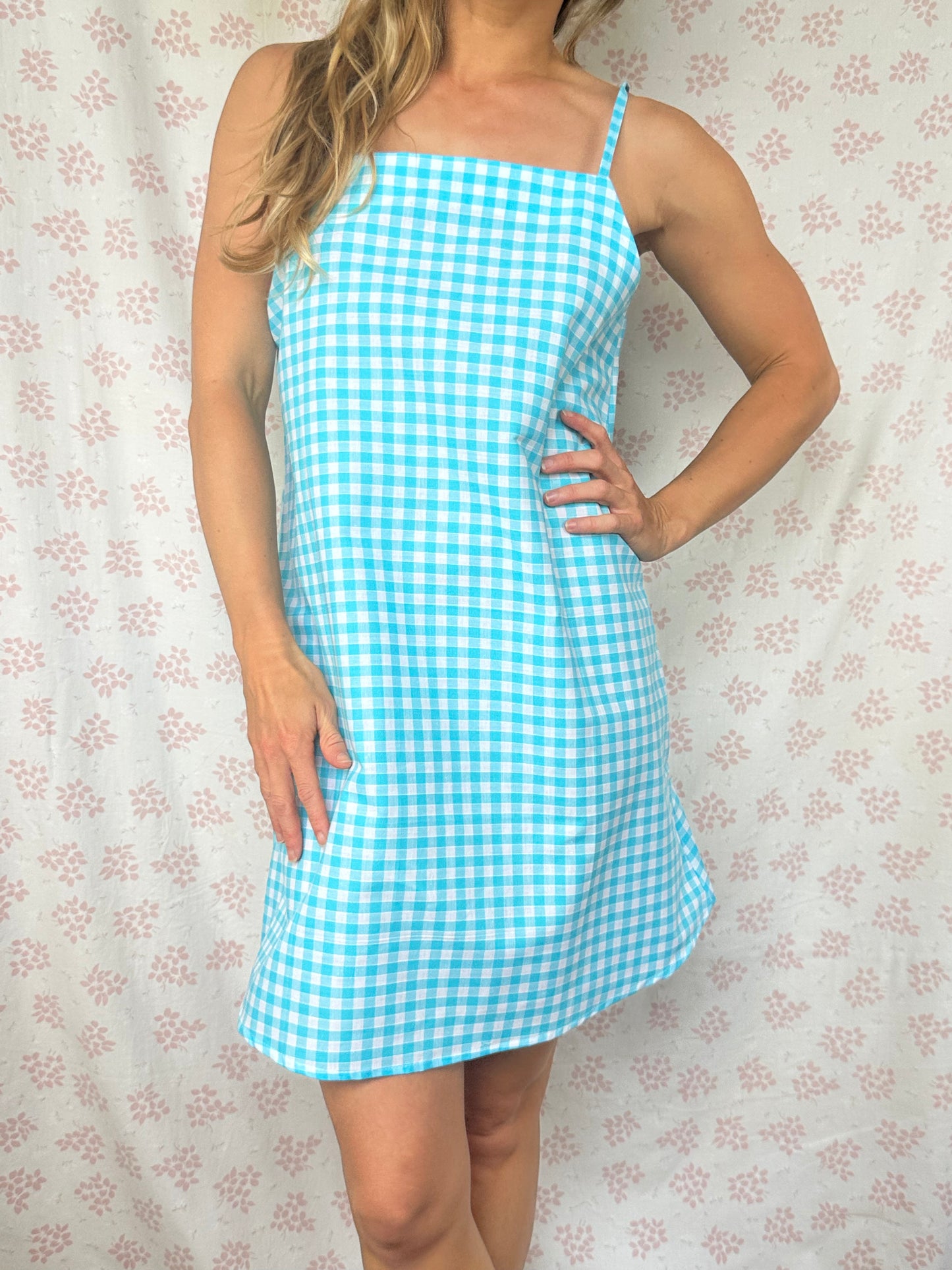 Robe Bretelle Vichy Turquoise