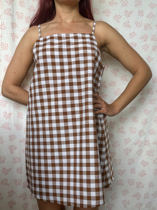 Robe Bretelle Vichy Marron