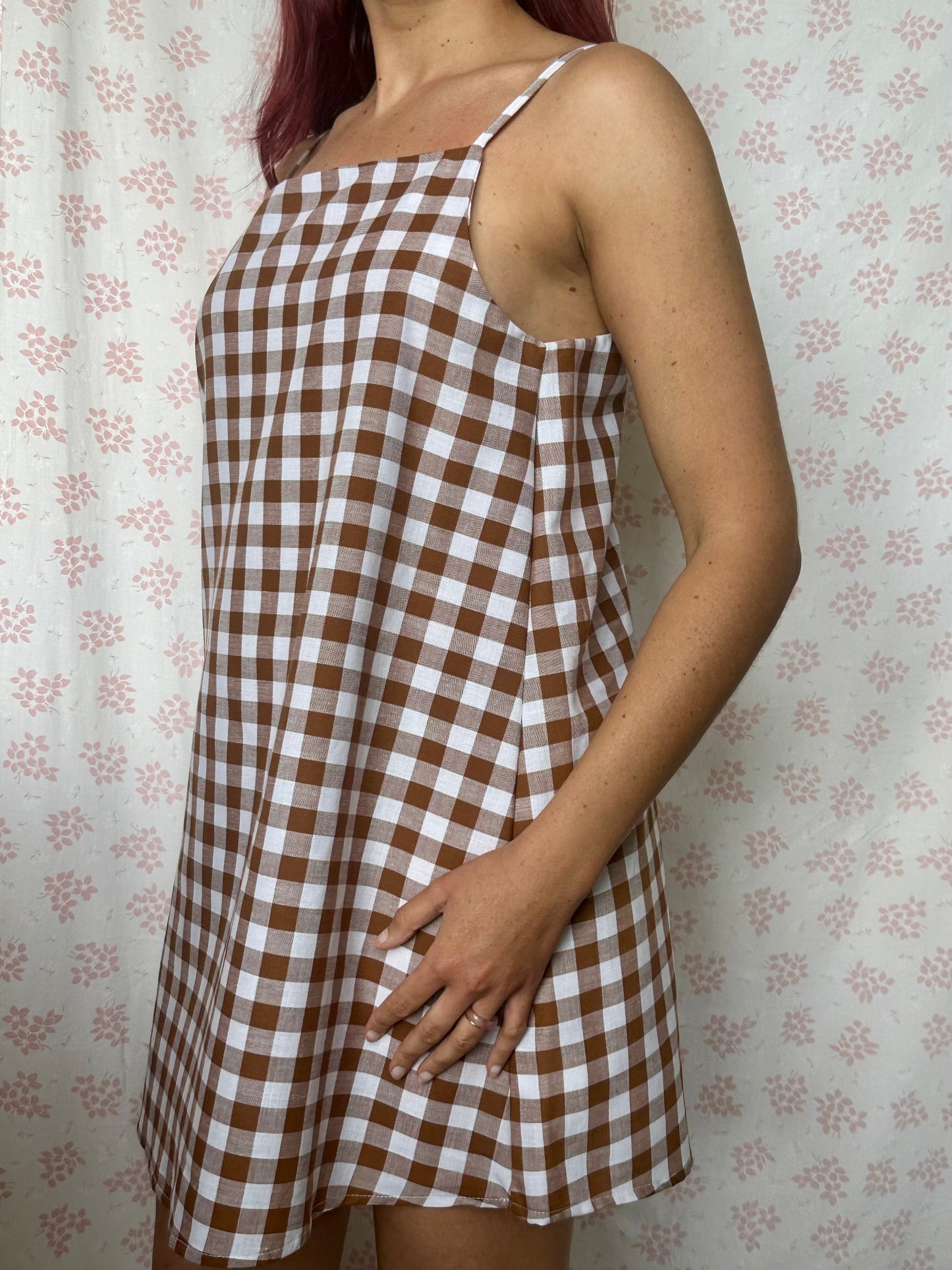 Robe Bretelle Vichy Marron